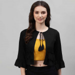 Women Black Crop Shrug