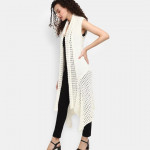 Women Off White Longline Shrug