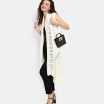 Women Off White Longline Shrug