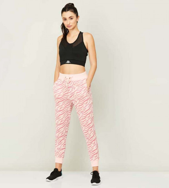 Women Animal Print Drawstring Closure Trackpants