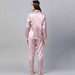 Women Pink Satin Finish Solid Nightsuit